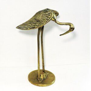 Vintage Brass Crane Home Decor Birds Metalware MCM